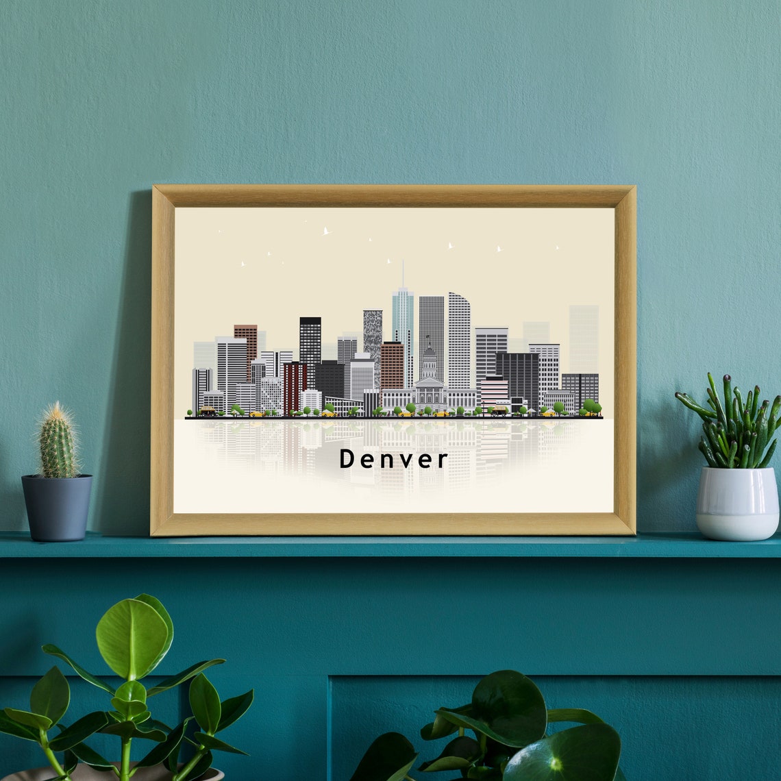 Denver Colorado State Capitol Dome Flat Skyline Travel Poster - Image 2