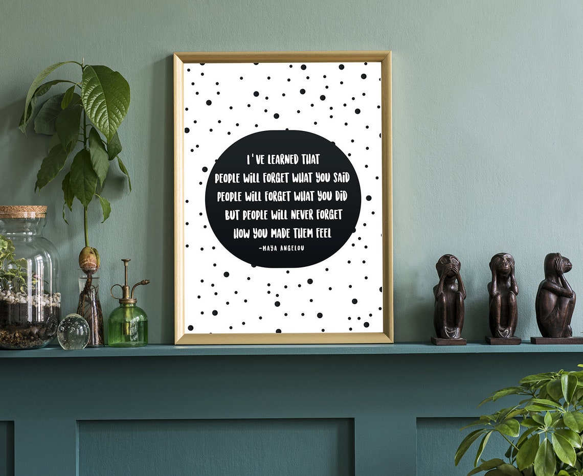 Maya Angelou Kindness Quote Black White Dots Typography Poster - Image 3