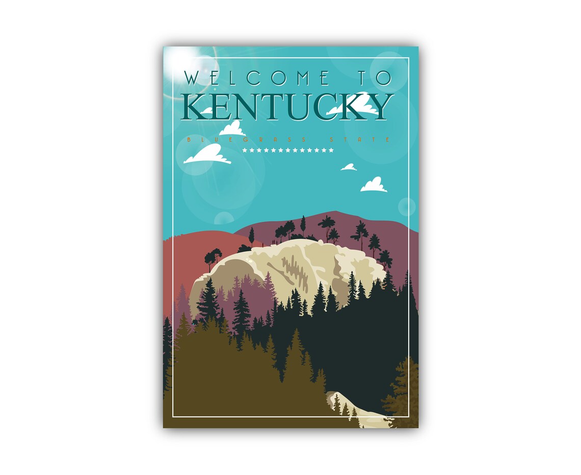 Kentucky Bluegrass State Welcome to Rocky Hills Forest Travel Poster - Image 2