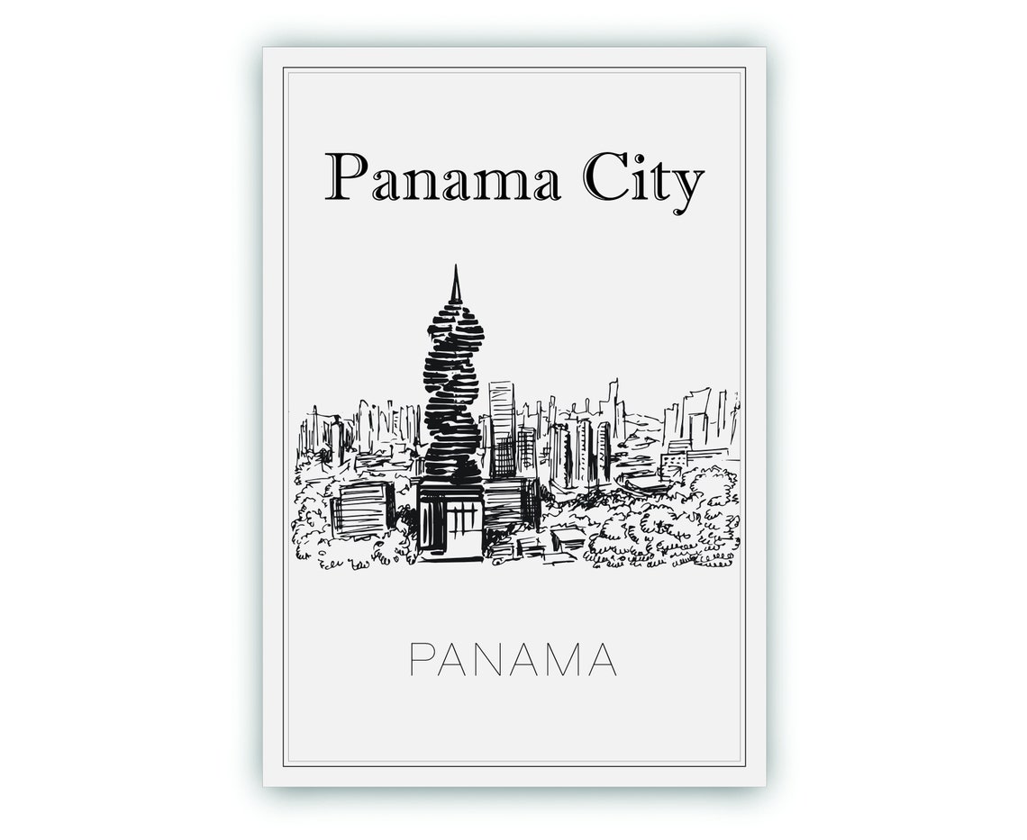 Hand Drawn Poster Panama City Travel Poster United States Florida Panama City Poster Wall Art Cityscape And Landmark Map City Map Poster - Image 2