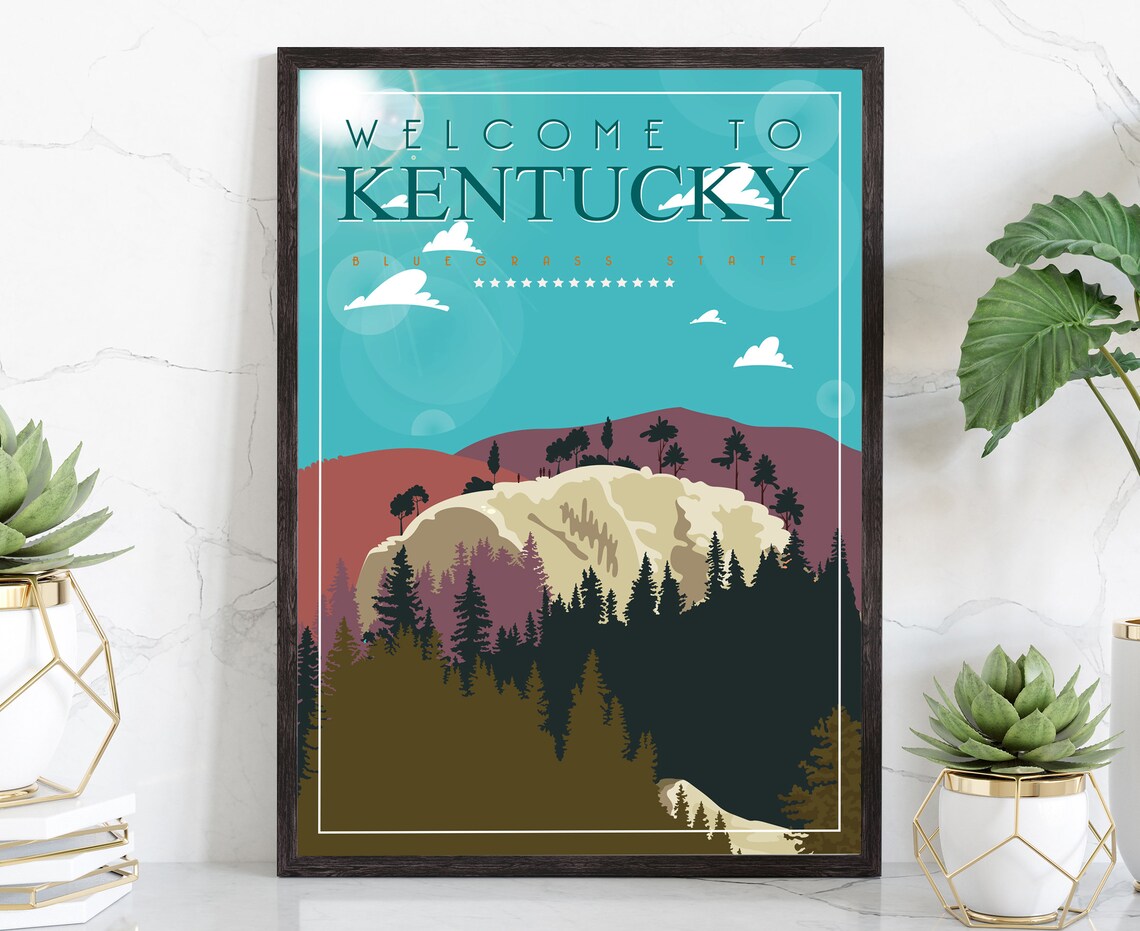 Kentucky Bluegrass State Welcome to Rocky Hills Forest Travel Poster