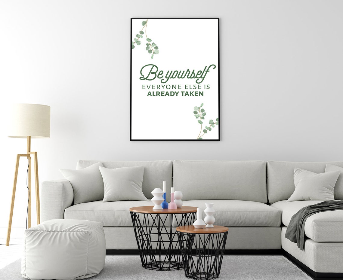 Oscar Wilde Be Yourself Green Botanical Quote Poster Wall Decor Art - Image 4