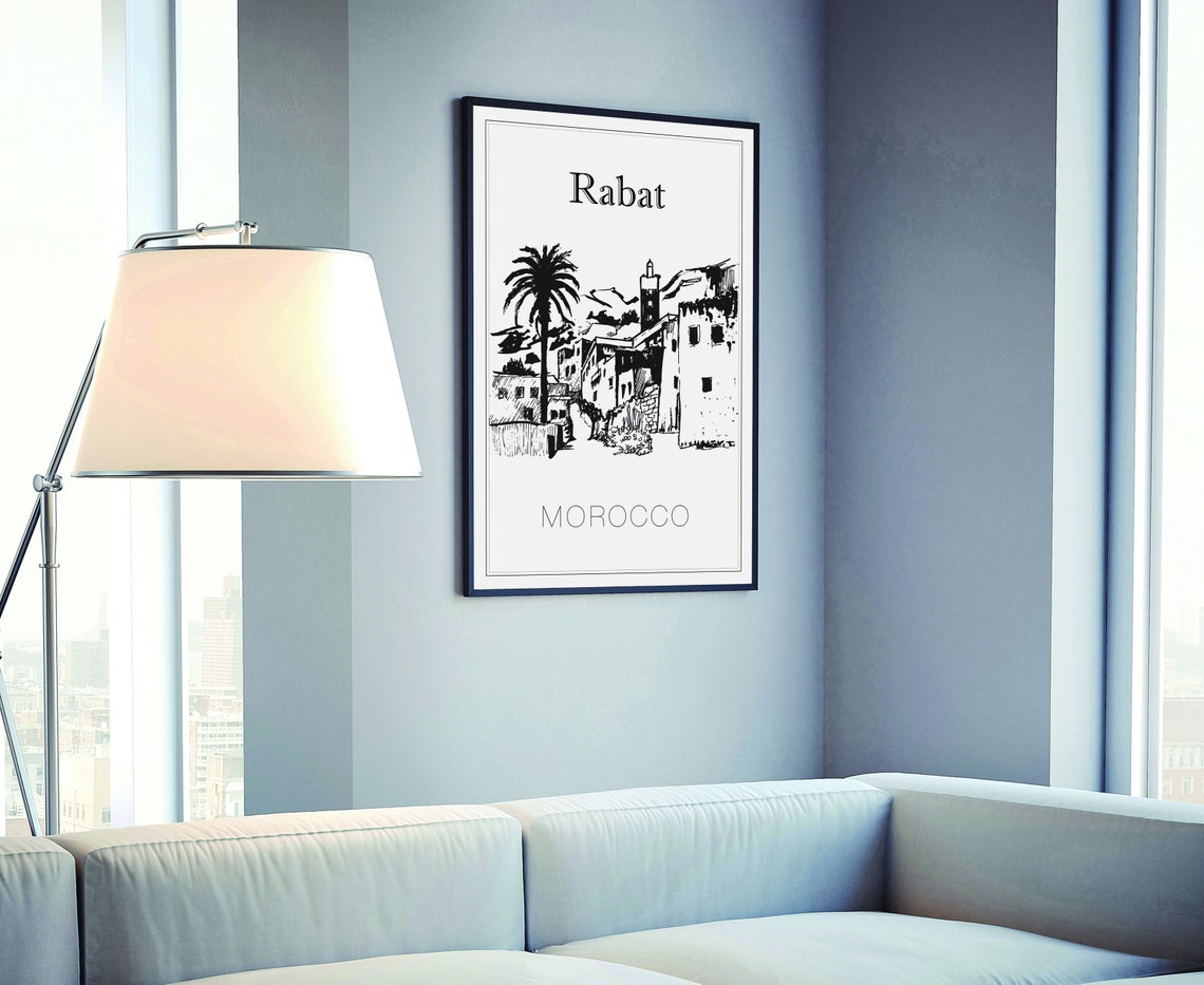 Rabat Morocco Old Town Palm Sketch Minimalist Line Art Travel Poster - Image 4