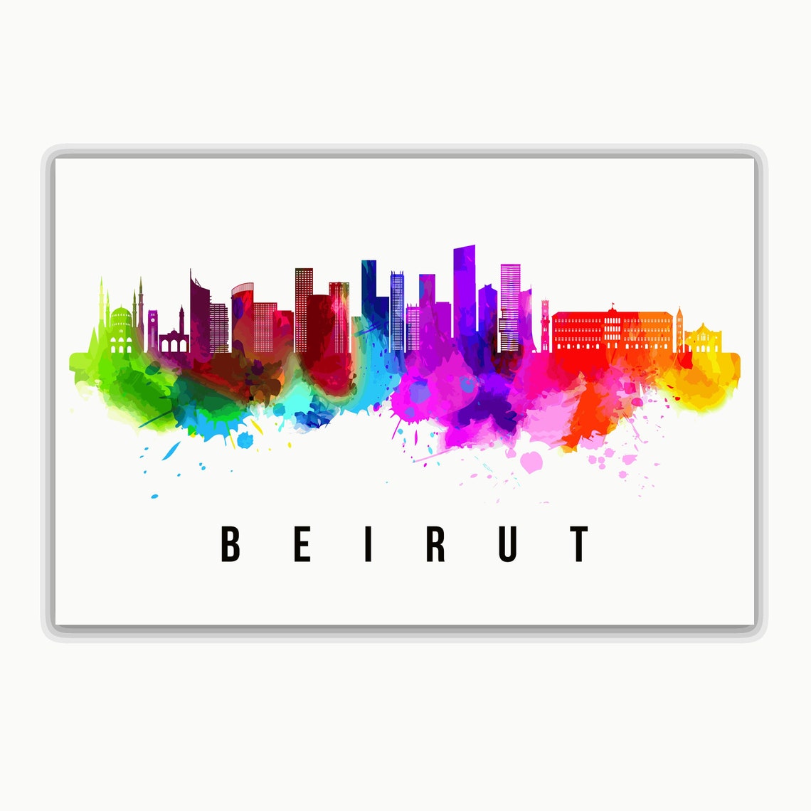 Beirut Lebanon Watercolor Skyline City Silhouette Landmark Poster - Image 2