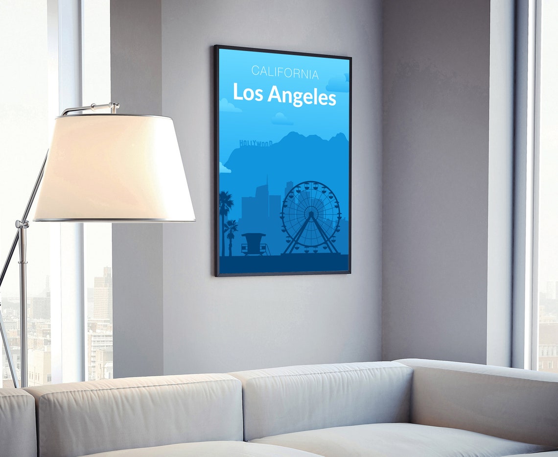 Los Angeles California Hollywood Pier Ferris Wheel Skyline Poster - Image 4