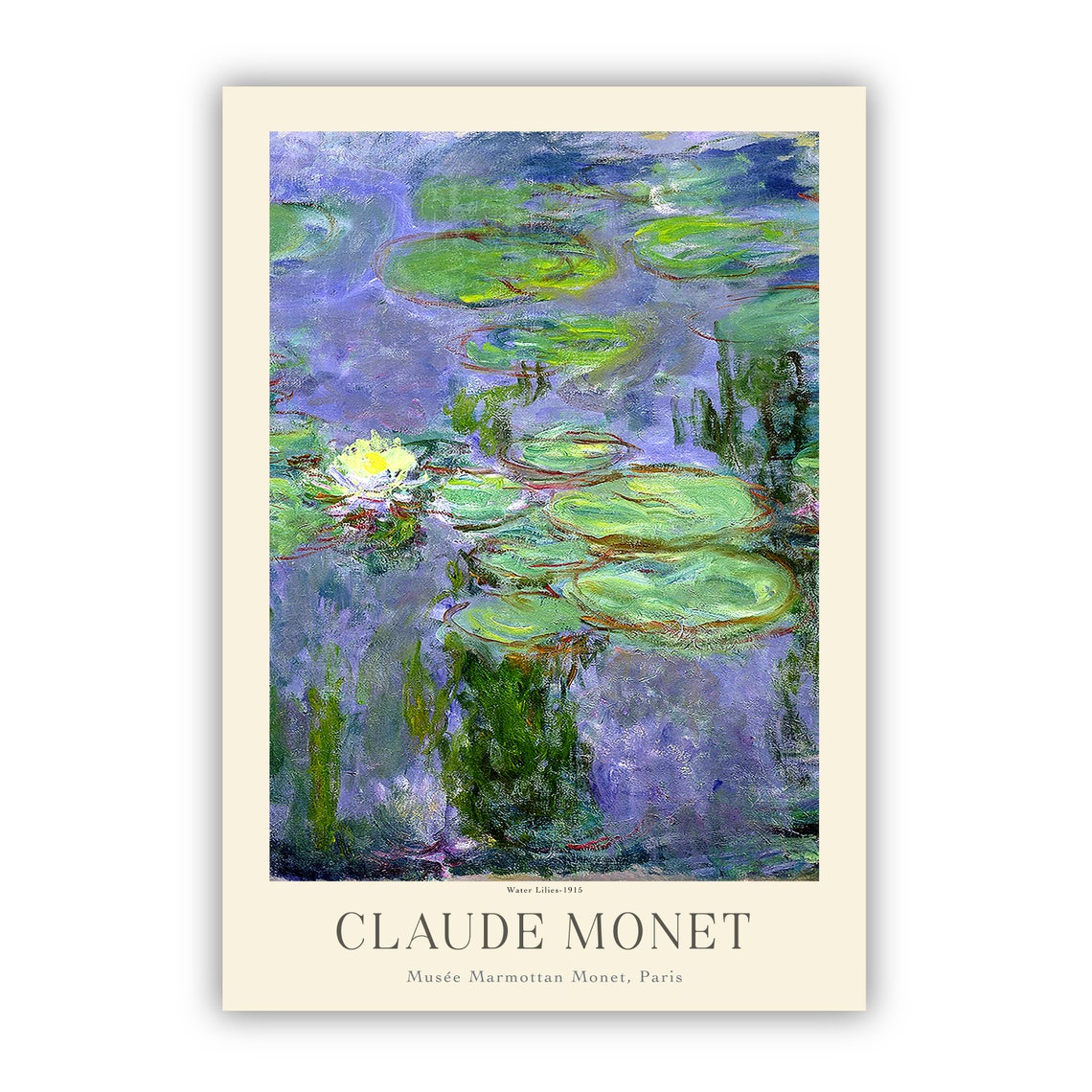 Claude Monet Water Lilies Lily Pads Blue Pond Gallery Art Poster - Image 3