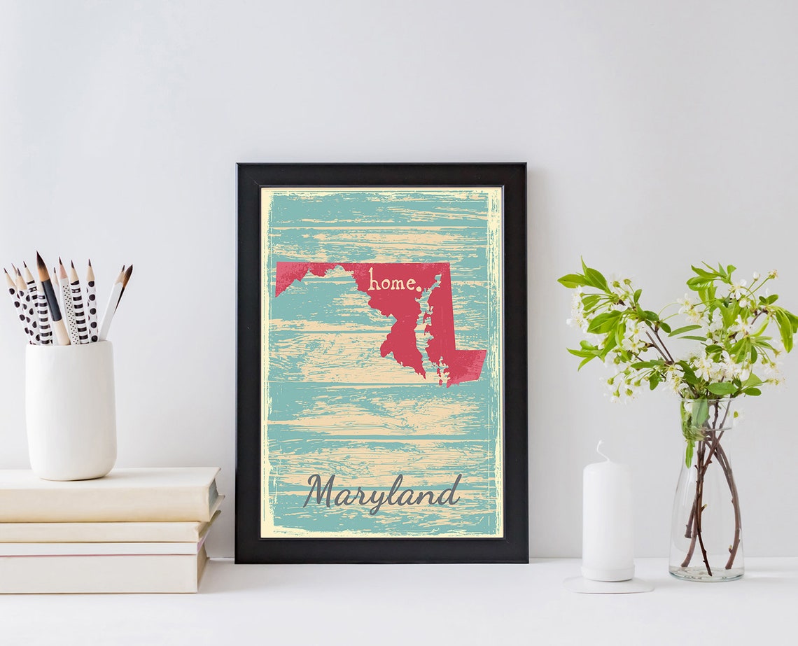 Maryland Home State Vintage Map Wood Grain Distressed Art Poster - Image 2