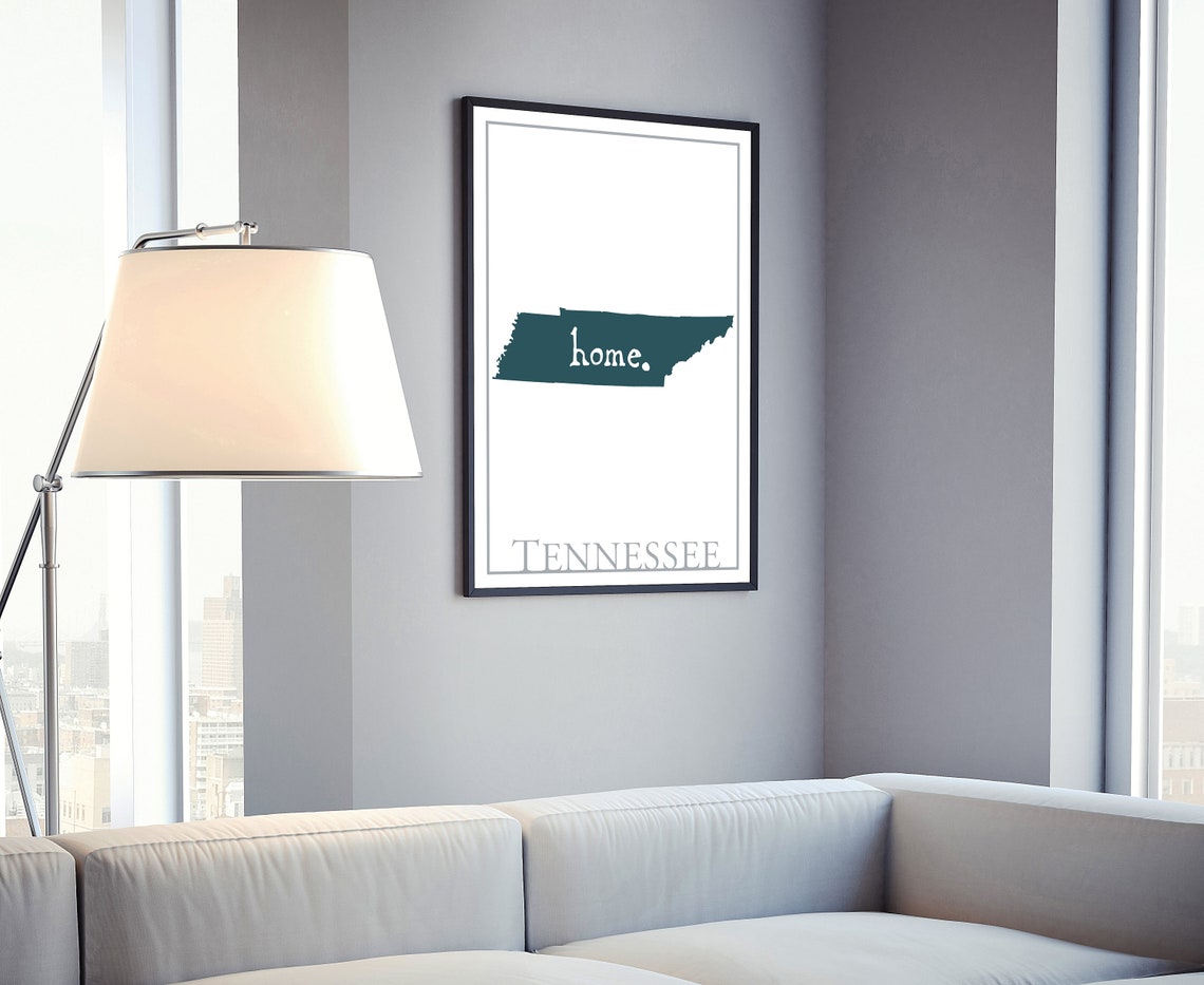 Tennessee Home State Silhouette Teal Minimalist Decor Wall Poster - Image 4