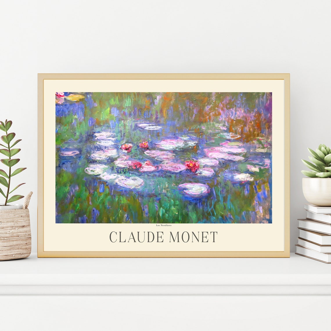 Claude Monet Water Lilies Pink Blossom Pond Impressionist Art Poster