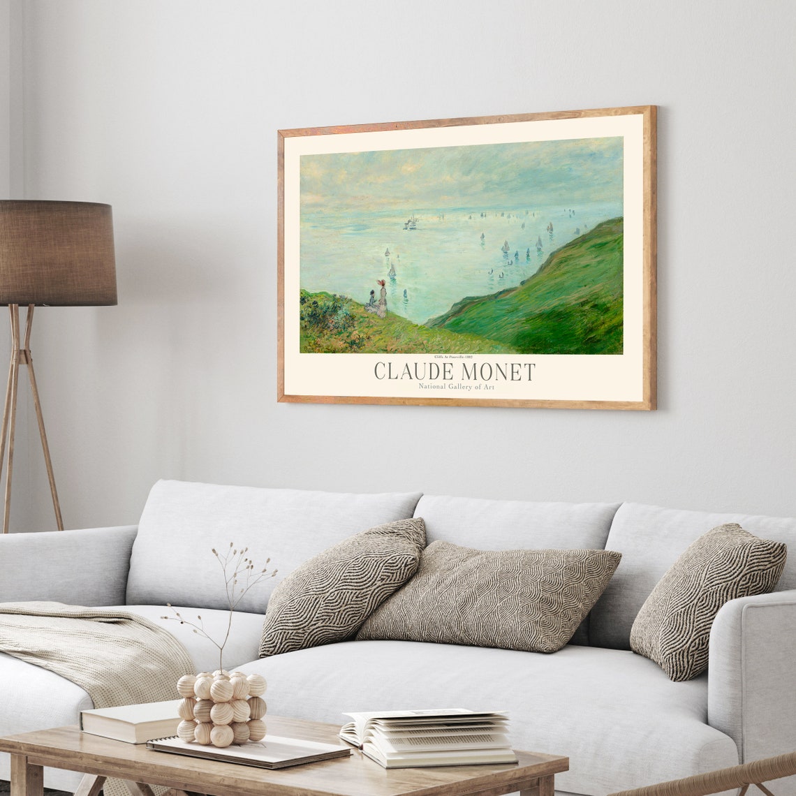 Claude Monet Cliffs At Pourville 1882 Sailboat Coast Art Poster - Image 4