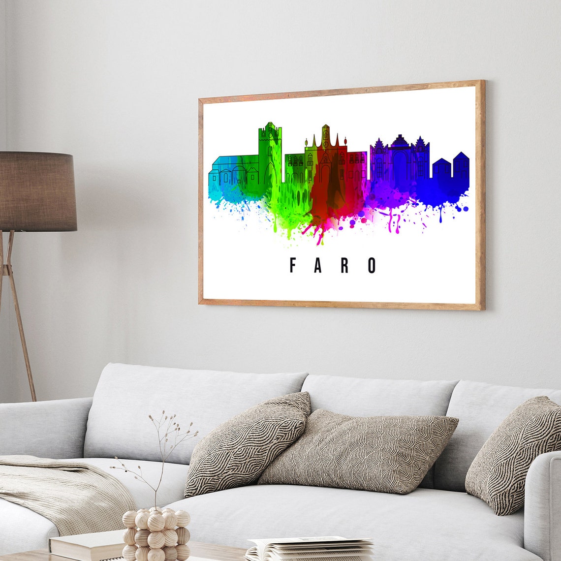 Faro Portugal Poster Skyline Poster Cityscape Poster Portugal Landmark City Illustration Poster Home Wall Art Office Wall Art - Image 3