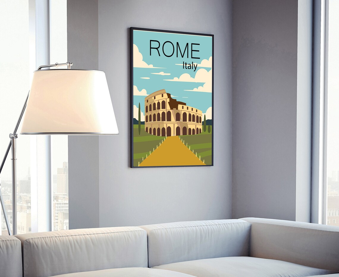 Italy Rome Colosseum Ancient Ruins Vintage Cityscape Travel Poster - Image 4