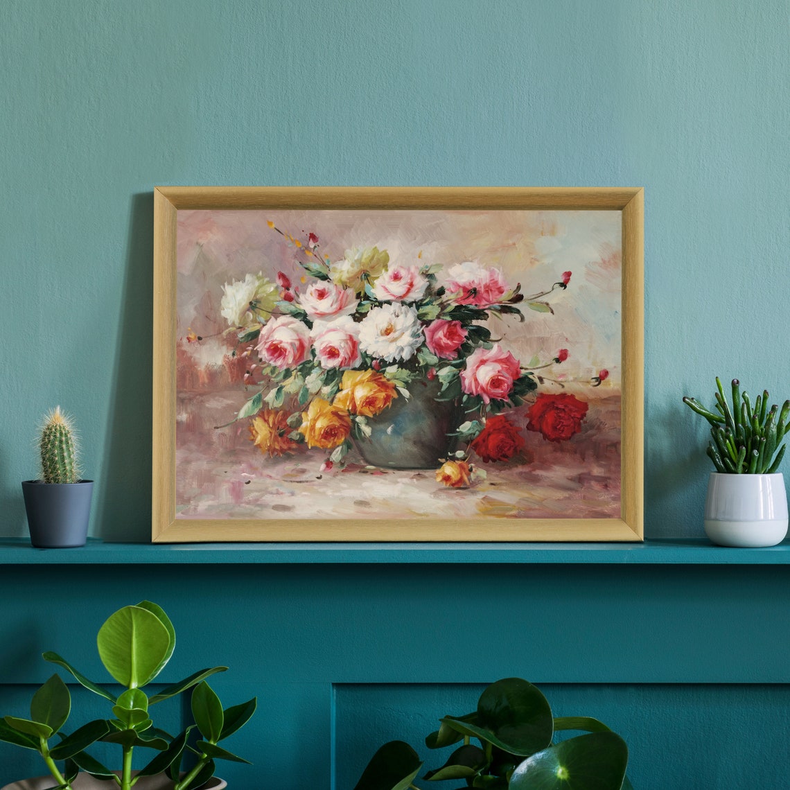 Flowers Oil Painting Flowers Still Life Poster Prints Flower Painting Prints Floral Texture Oil Painting Home Office Wall Art Decoration - Image 3
