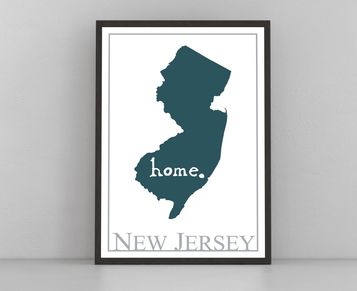 New Jersey Home State Map Silhouette Minimalist Modern Wall Art Poster