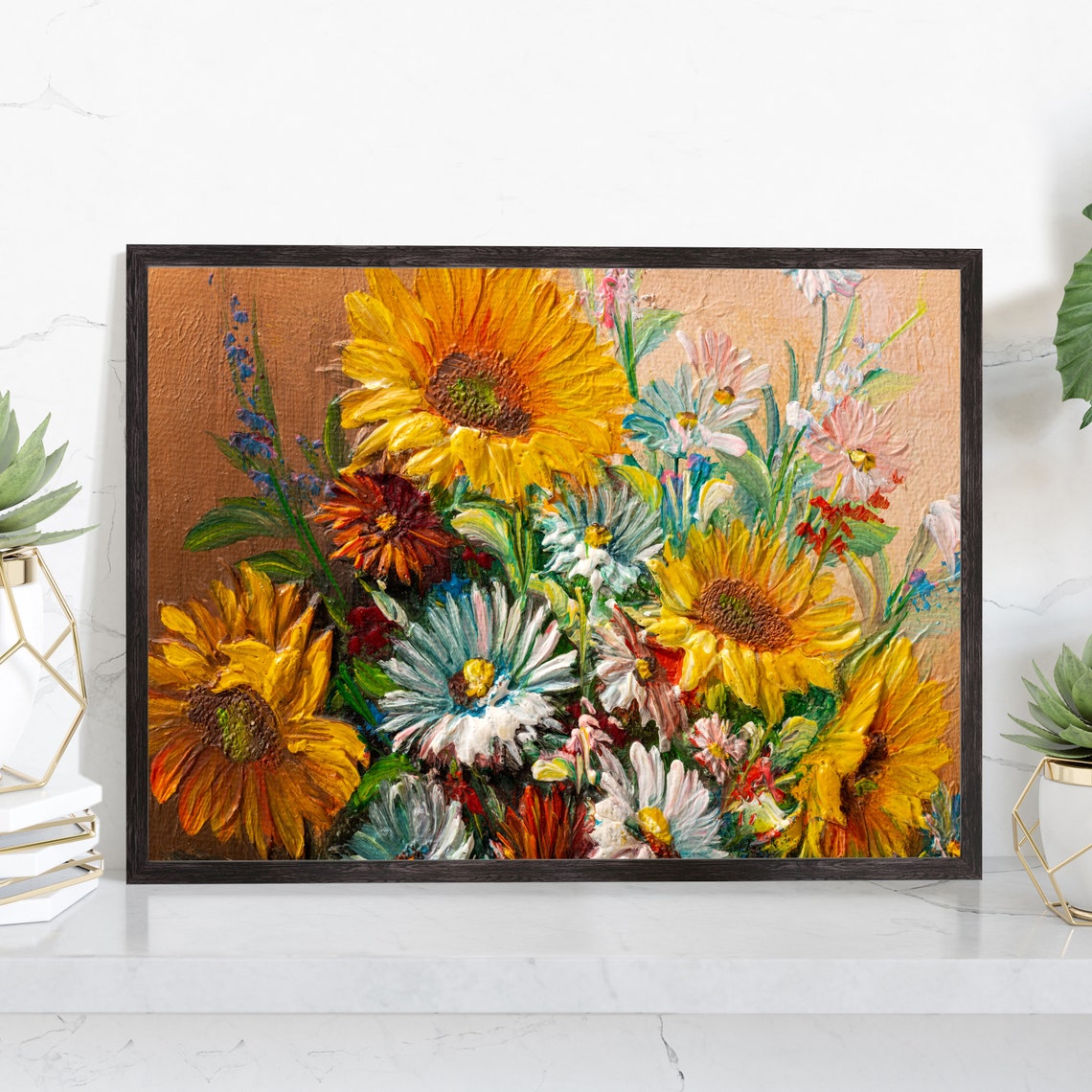 Flowers Oil Painting Flowers Still Life Poster Prints Flower Painting Prints Floral Texture Oil Painting Home Office Wall Art Decoration