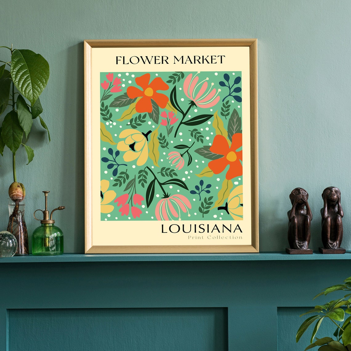 Louisiana Flower Market Retro Floral Botanical Collection Poster - Image 2
