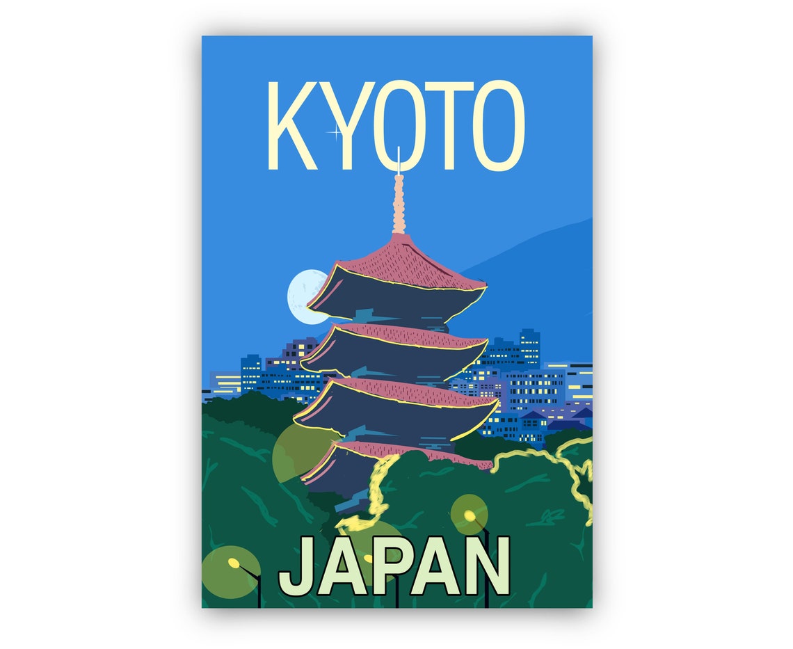 Japan Kyoto Travel Poster Kyoto Japan Cityscape Poster Kyoto Landmark Poster Wall Art Home Wall Art Office Wall Decoration Gift For Her - Image 2
