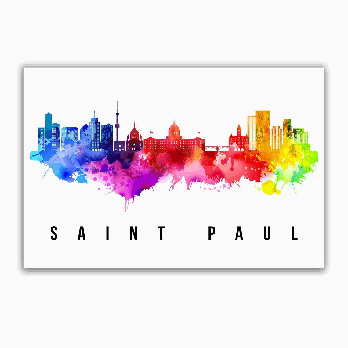 Saint Paul Minnesota Rainbow Watercolor Skyline Minimalist Travel Poster - Image 2