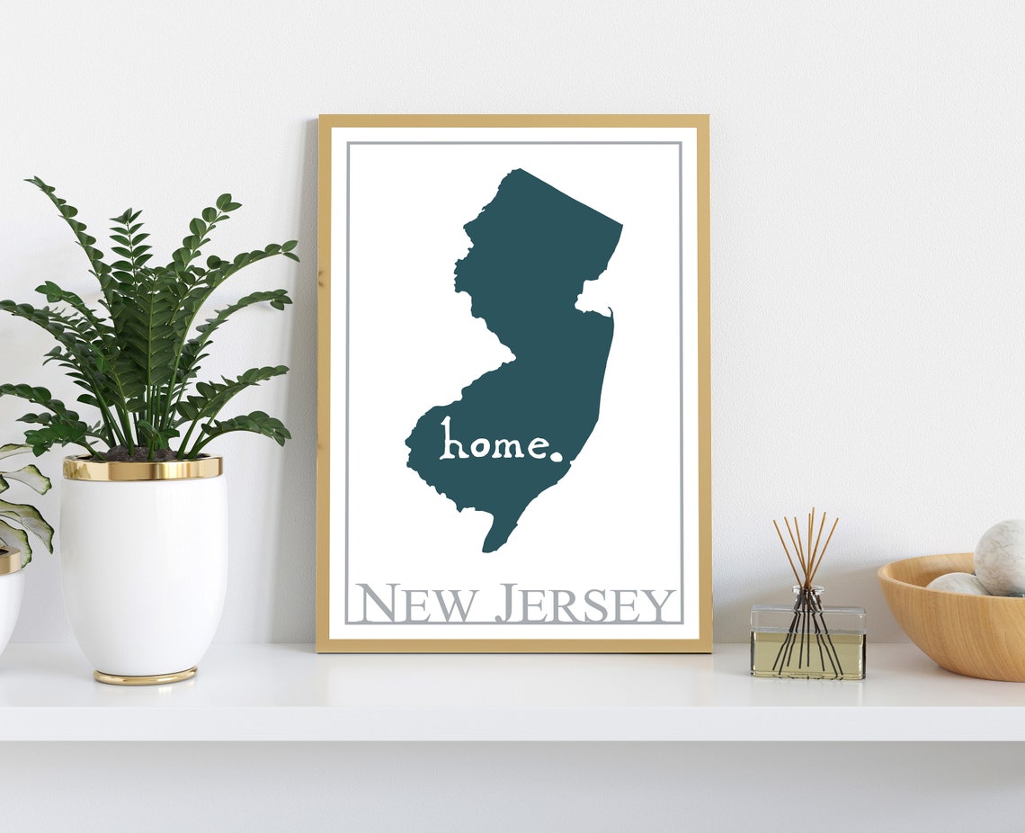New Jersey Home State Map Silhouette Minimalist Modern Wall Art Poster - Image 2