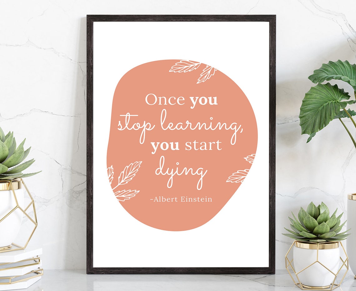 Albert Einstein Once You Stop Learning Quote Terracotta Boho Poster