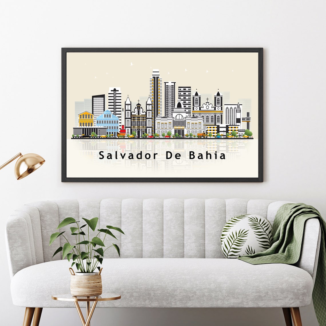 Salvador De Bahia Brazil Colonial Old Town Skyline Illustration Poster - Image 3