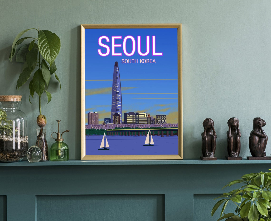 South Korea Seoul Travel Poster Seoul Cityscape Poster Seoul Landmark Poster Wall Art Home Wall Art Office Wall Decoration - Image 3