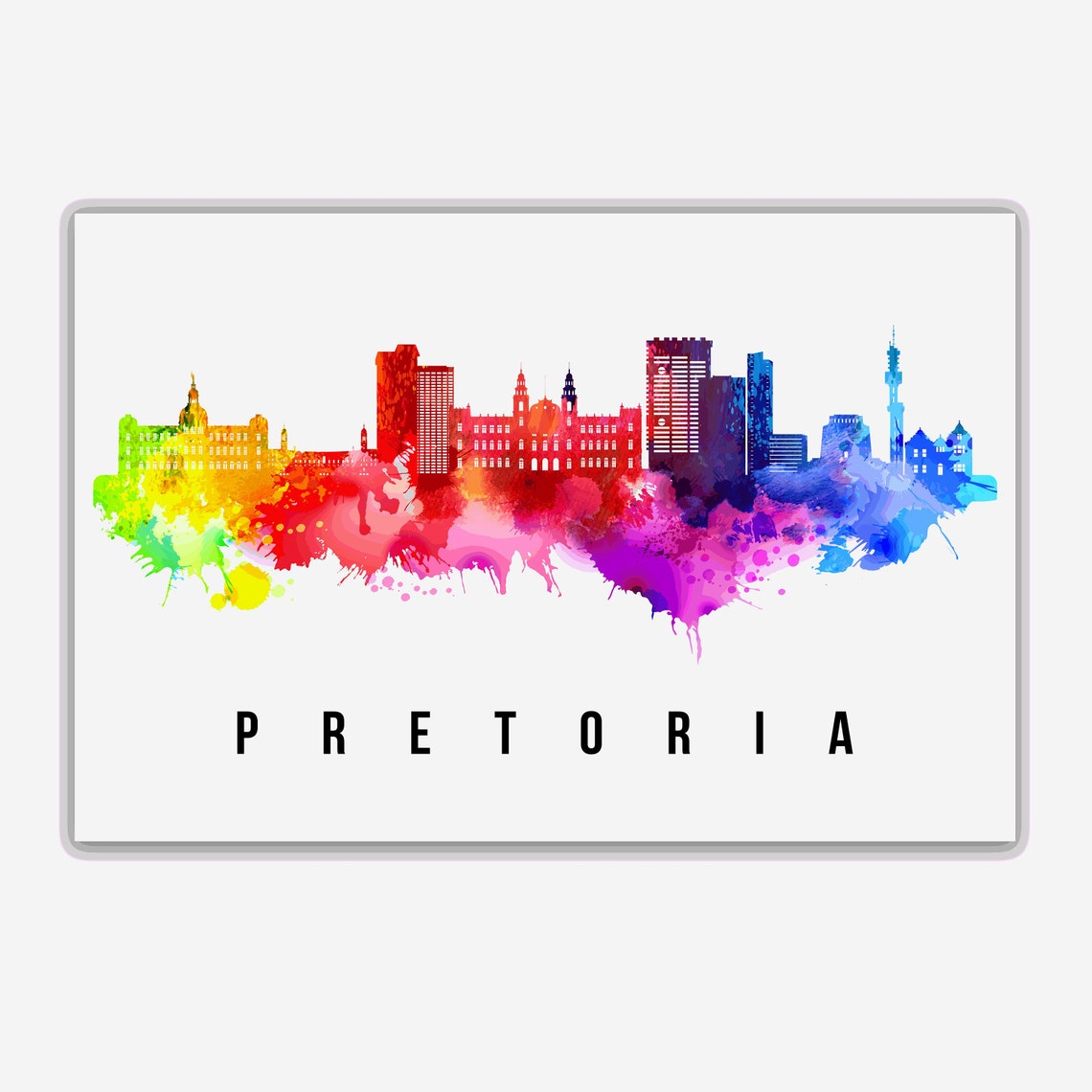 Pretoria South Africa Watercolor Rainbow Skyline Cityscape Poster - Image 4