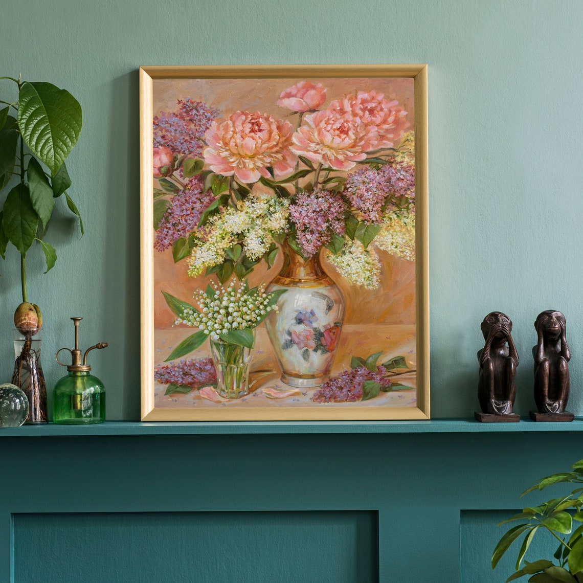 Flowers Oil Painting Flowers Still Life Poster Prints Flower Painting Prints Floral Texture Oil Painting Home Office Wall Art Decoration - Image 3