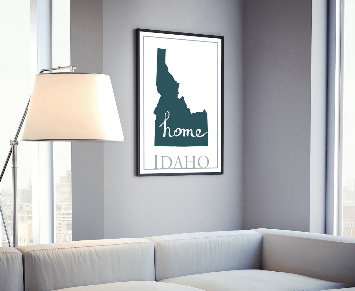 Idaho Modern Home State Silhouette Teal Map Wall Art Print Poster - Image 4