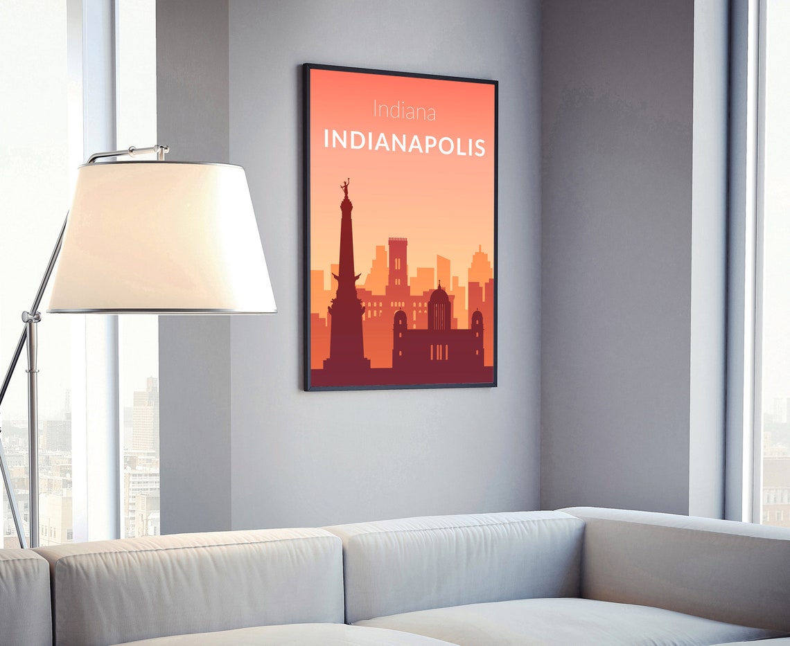 Solid Color Us Cities Poster Indiana Indianapolis Solid Color Modern Poster Print Modern State Poster For Office And Home Decoration - Image 4