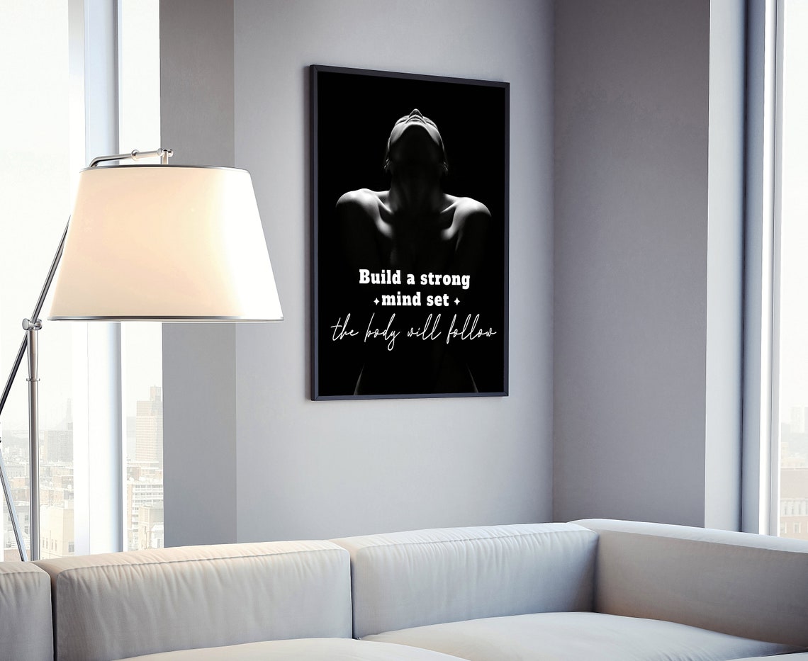 Build A Strong Mindset Fitness Motivation Quote Gym Wall Art - Image 4