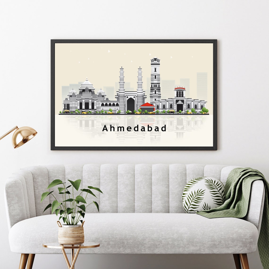 Ahmedabad India Modern Skyline Illustration Landmarks Travel Poster - Image 3