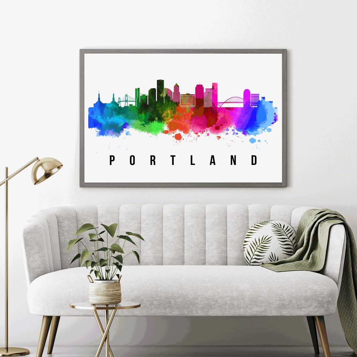 Portland Oregon Skyline Poster Portland Oregon Cityscape Painting Poster Portland Landmark And Cityscape Print Home And Office Wall Art - Image 4