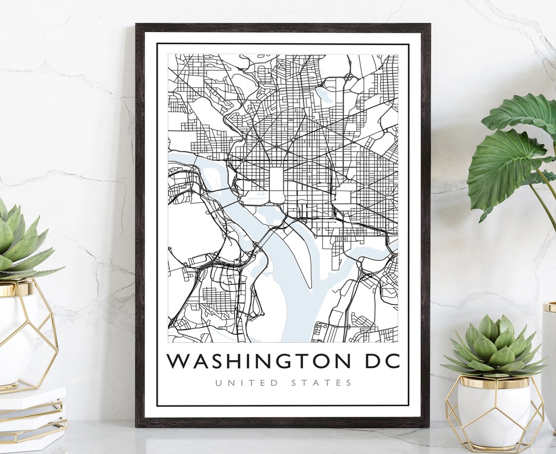 Washington DC USA City Street Road Map Minimalist Line Art Poster