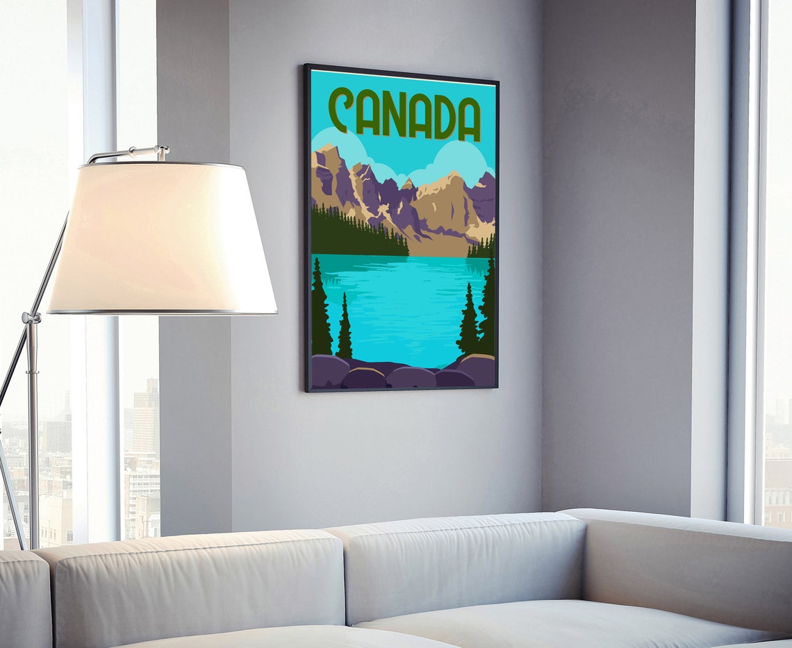 Canada Rocky Mountain Lake Turquoise Water Pine Trees Travel Poster - Image 4