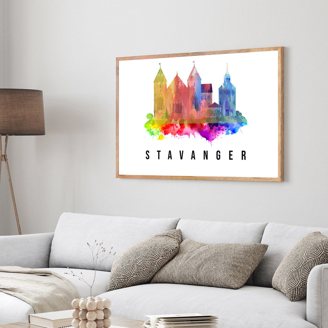 Stavanger Norway Medieval Cathedral Watercolor Landmark Poster - Image 3