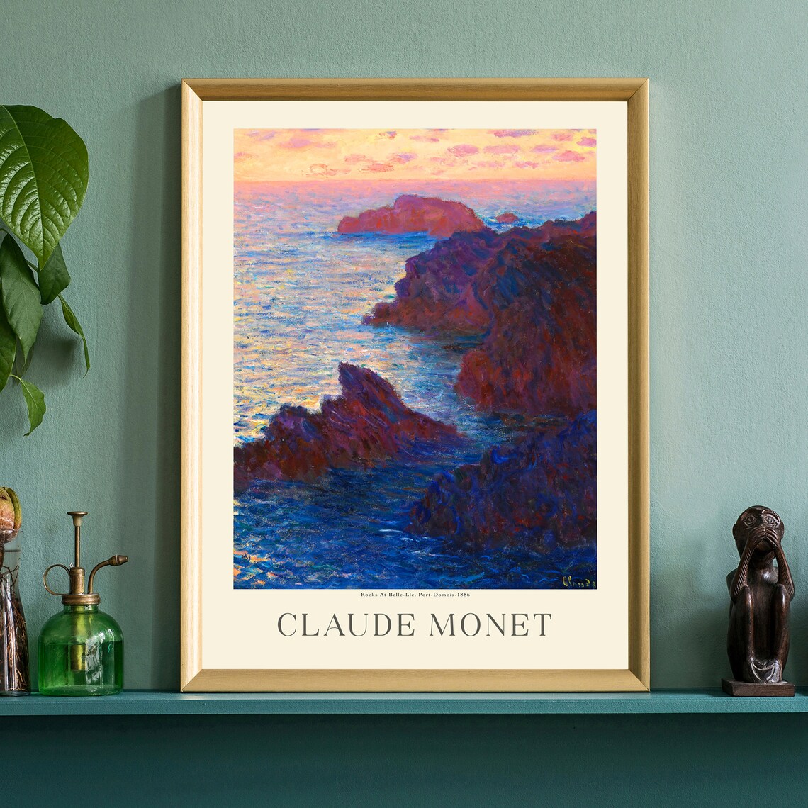 Claude Monet Rocky Coast Sunset Red Rocks Blue Sea Art Poster - Image 4