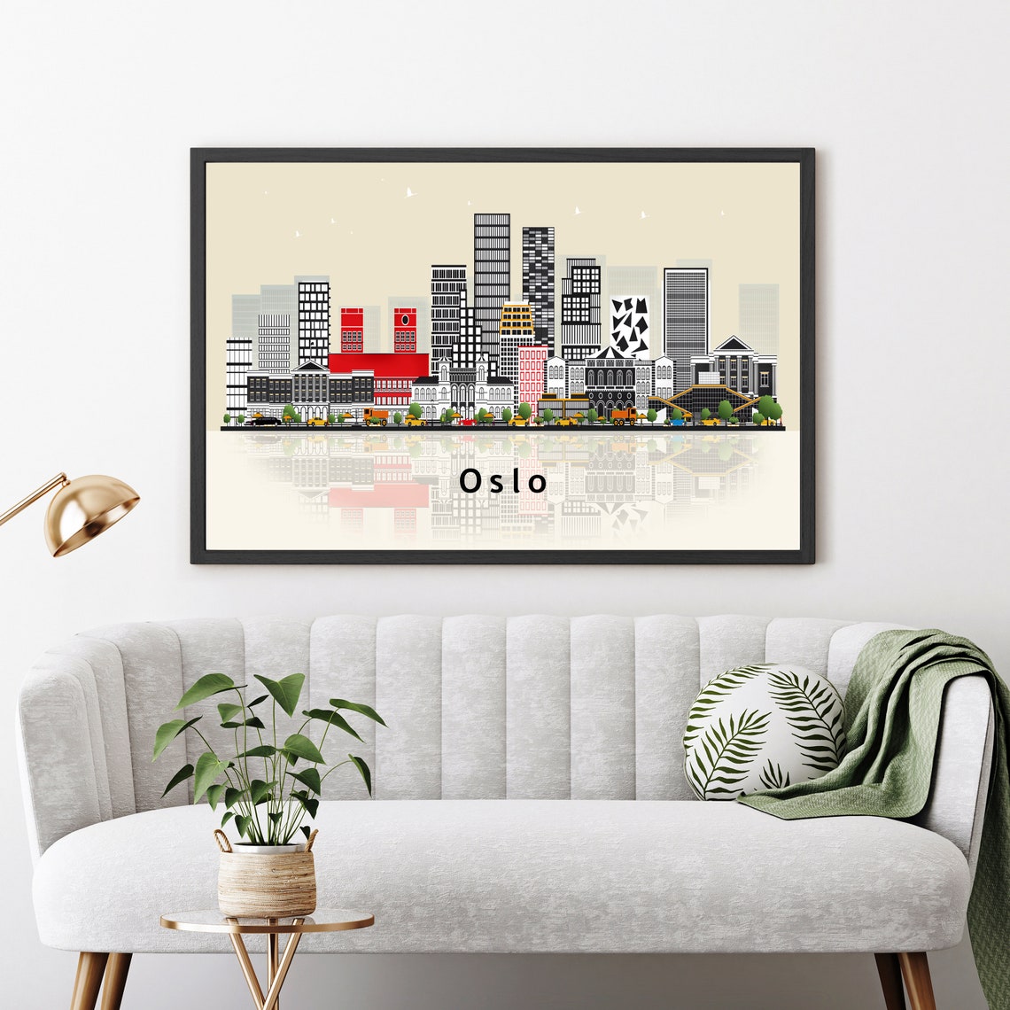 Oslo Norway Flat Vector Skyline Illustration Reflection Poster - Image 3