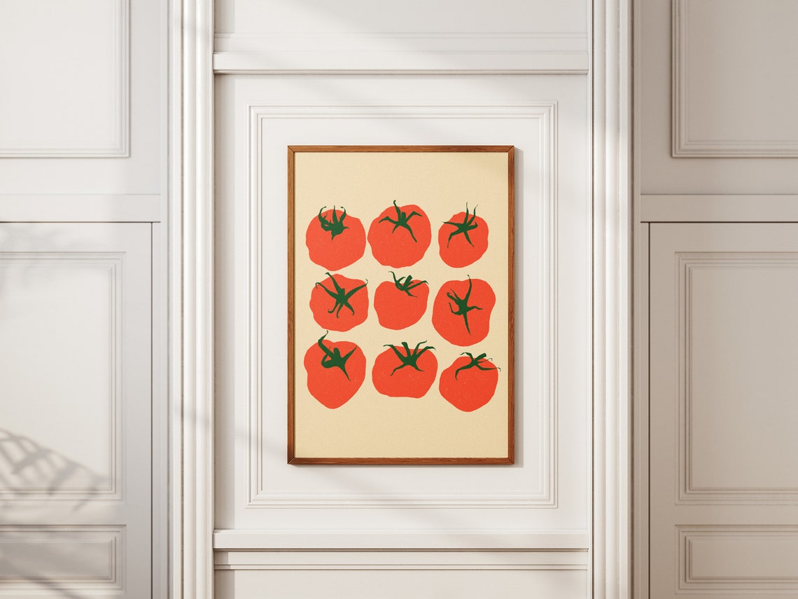 Red Tomatoes Grid Pop Art Style Kitchen Food Decor Wall Poster - Image 2