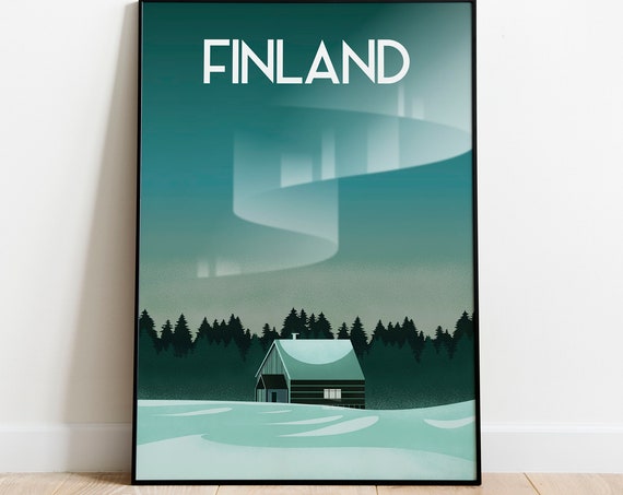 Finland Aurora Borealis Northern Lights Poster Print Sizes Inches 8x10 12x16 16x20 18x24 24x36