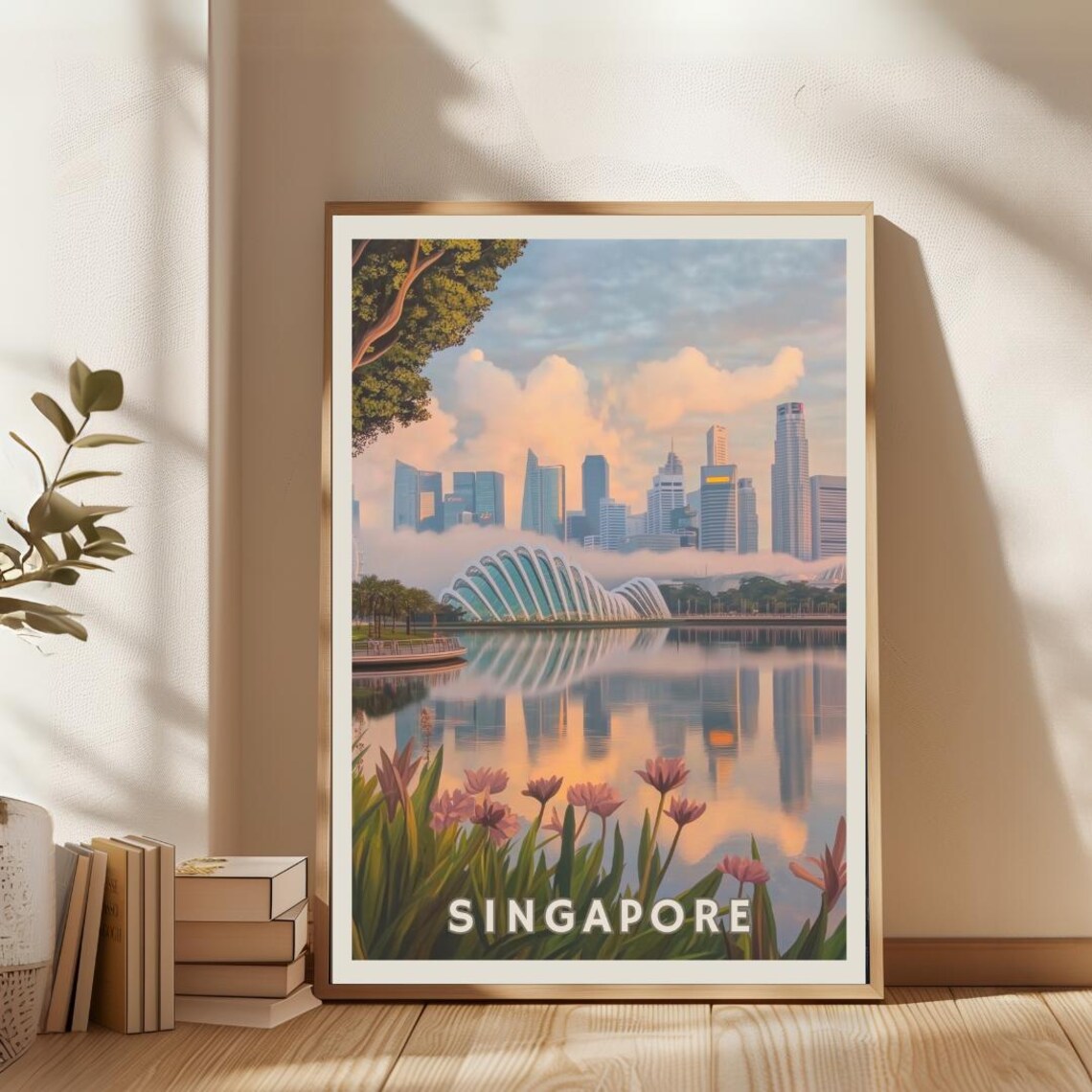 Singapore Skyline And Gardens By The Bay Travel Poster - Image 2