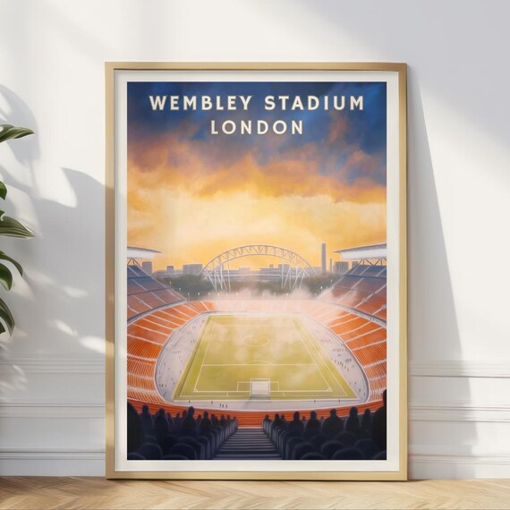 Wembley Stadium London Golden Sunset Football Match Poster Artwork