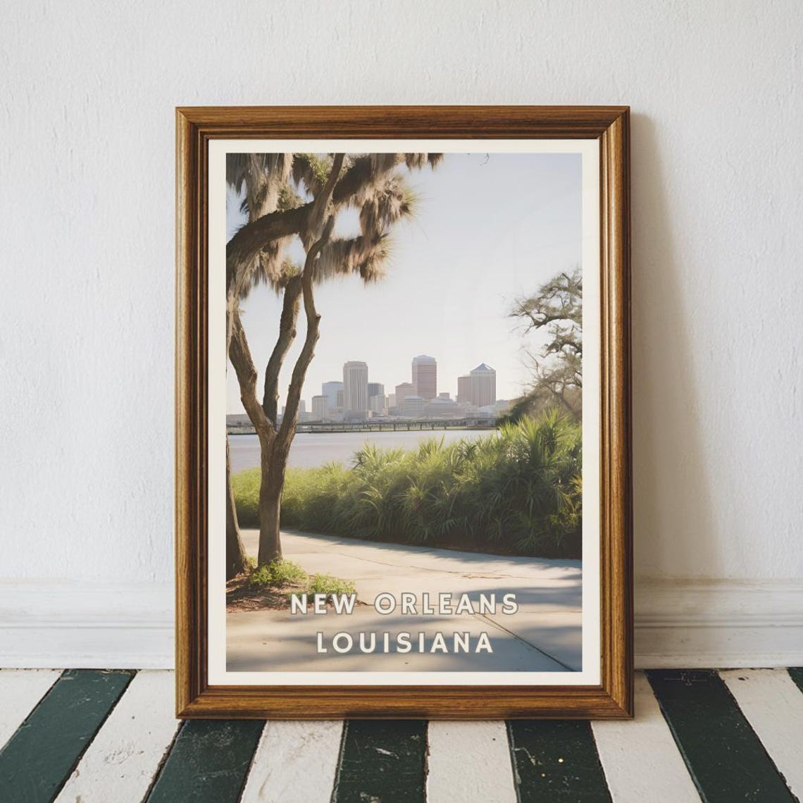 New Orleans Louisiana Poster Mississippi River Skyline Art Southern Usa Travel Print Crescent City Wall Decor Louisiana Home Art - Image 2