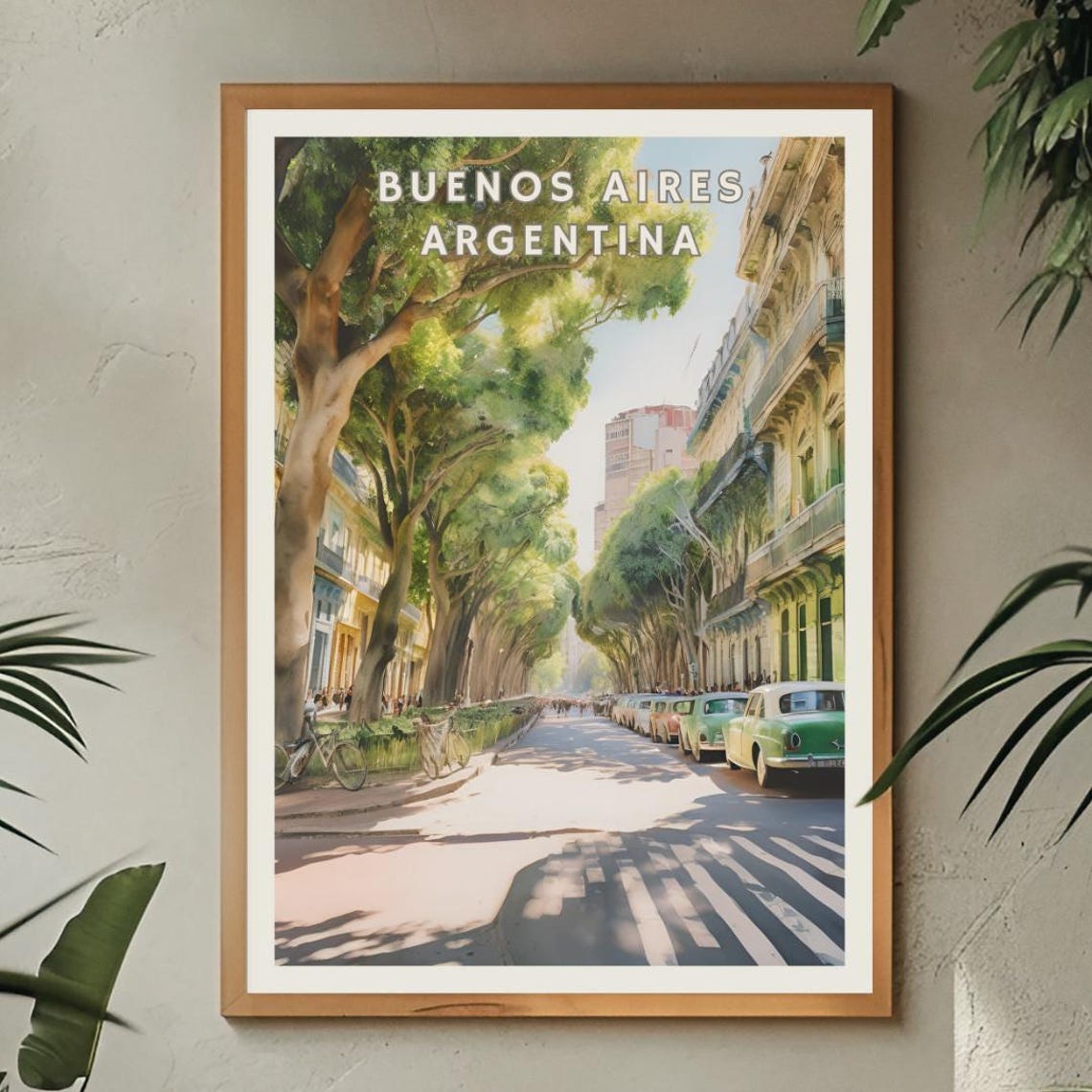 Buenos Aires Argentina Poster Vintage Street Scene Wall Art Classic Cars Trees Print South America Travel Decor Latin Cityscape Art - Image 3