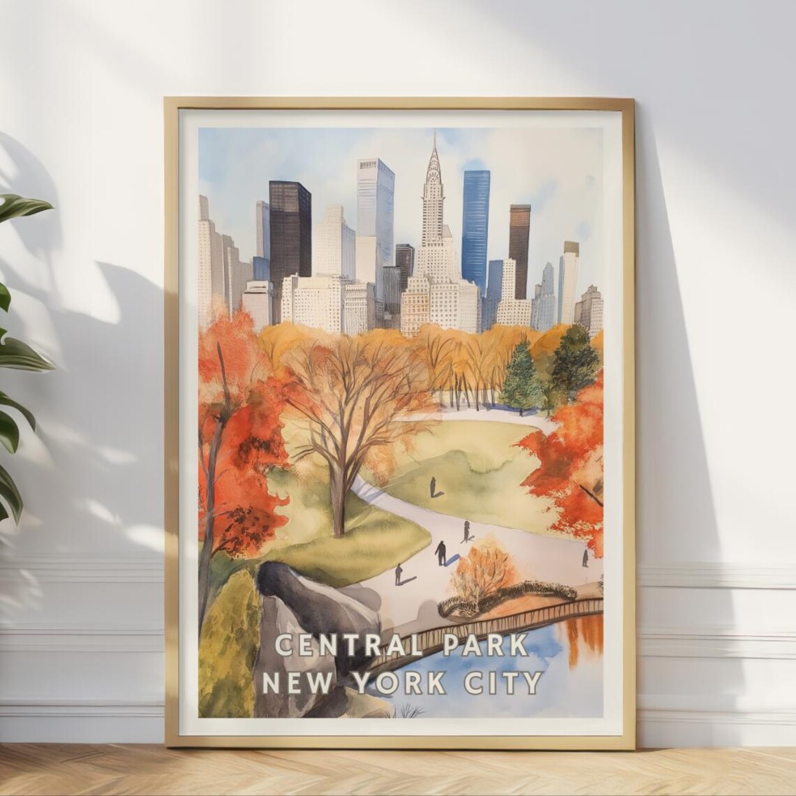 Central Park New York City Autumn Skyline Poster