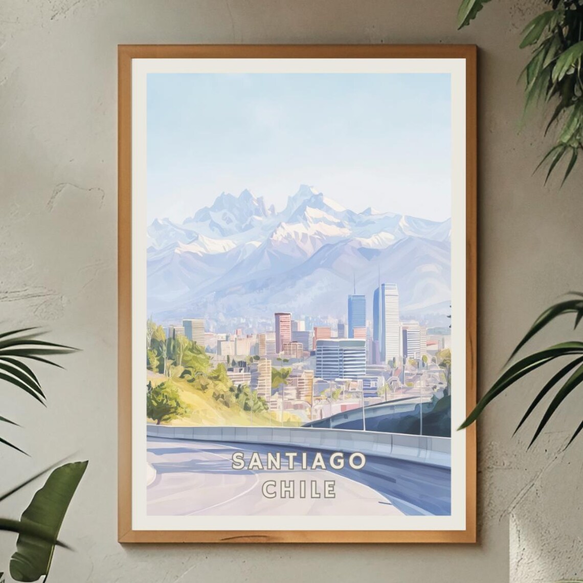 Santiago Chile Poster, Andes Mountains Travel Print - Image 2