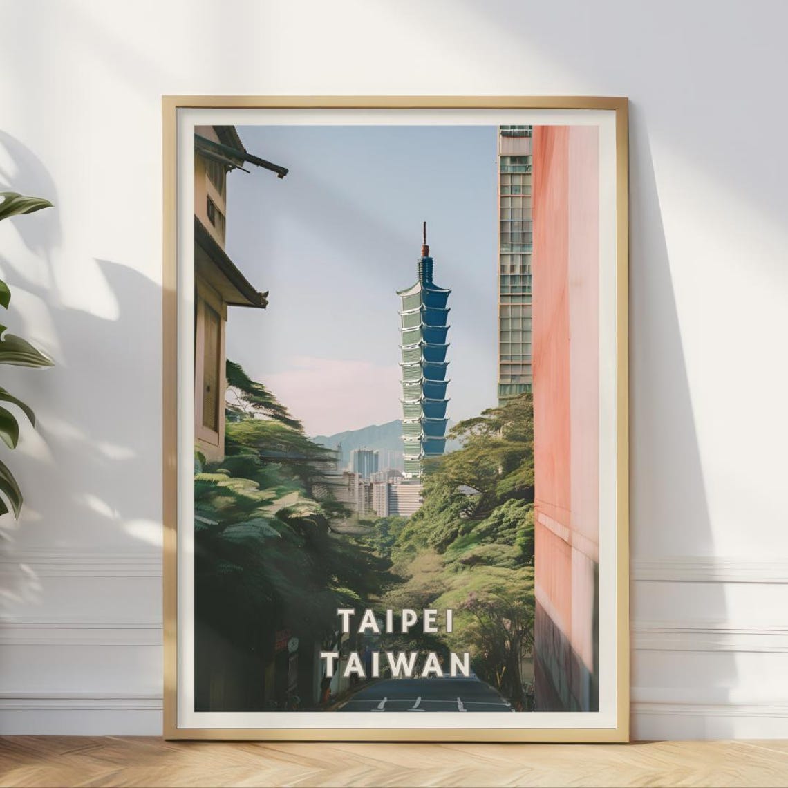 Taipei Taiwan Poster East Asia Taiwan Travel Print Taiwanese Decor Taiwan City Skyline Wall Art Asian Urban Decor Taipei 101 Print