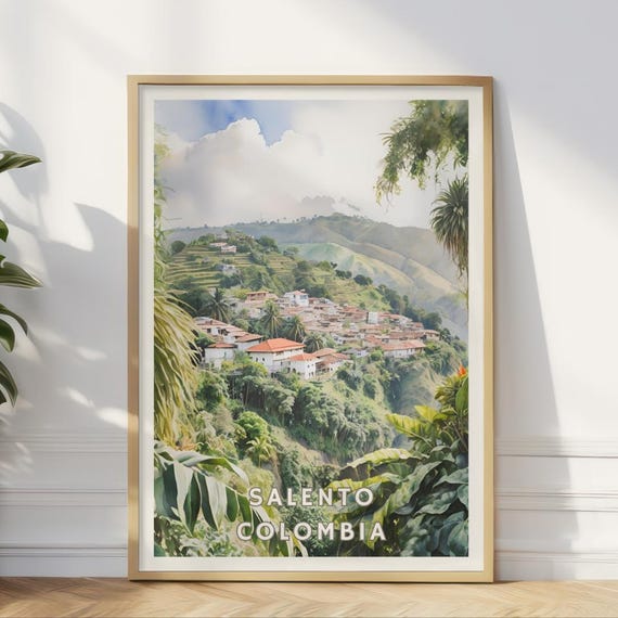 Salento Colombia Poster Colombian Coffee Region Wall Art Andes Mountains Print Tropical Landscape Decor South America Countryside Print