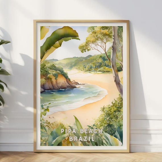Pipa Beach Brazil Poster Tropical Beach Wall Art Coastal Landscape Print Brazilian Nature Decor South America Travel Ocean View