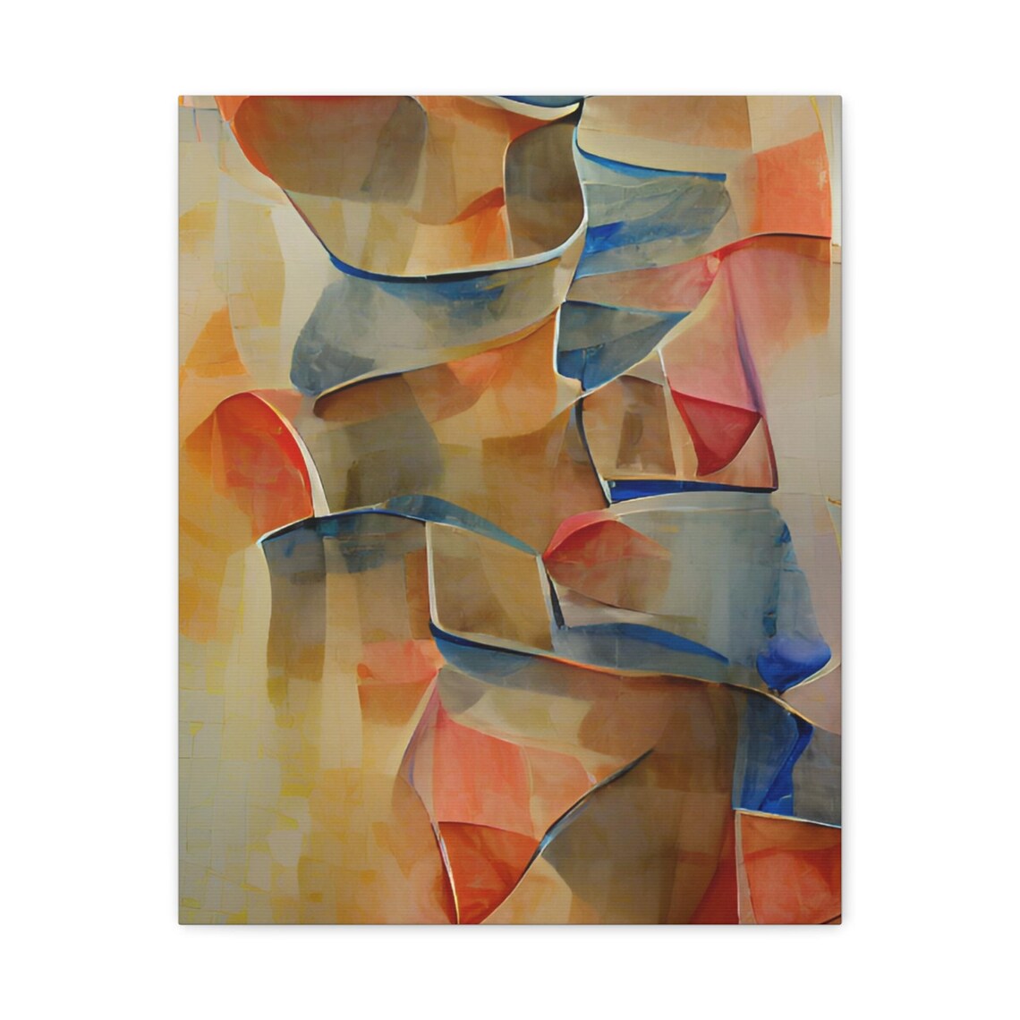 Twisted Fabric Abstract Blue Orange Soft Modern Flow Art Poster
